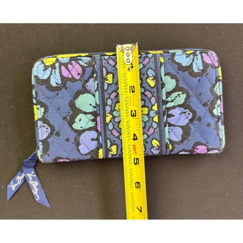 Vera Bradley Zip-Around Wallet Blue Indigo Pop Pattern Accordion 8x5 Credit Card - Picture 11 of 12